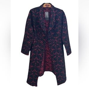 Bryn Walker Opera Red & Black Floral Jacquard Brocade Jacket NWT Size Small